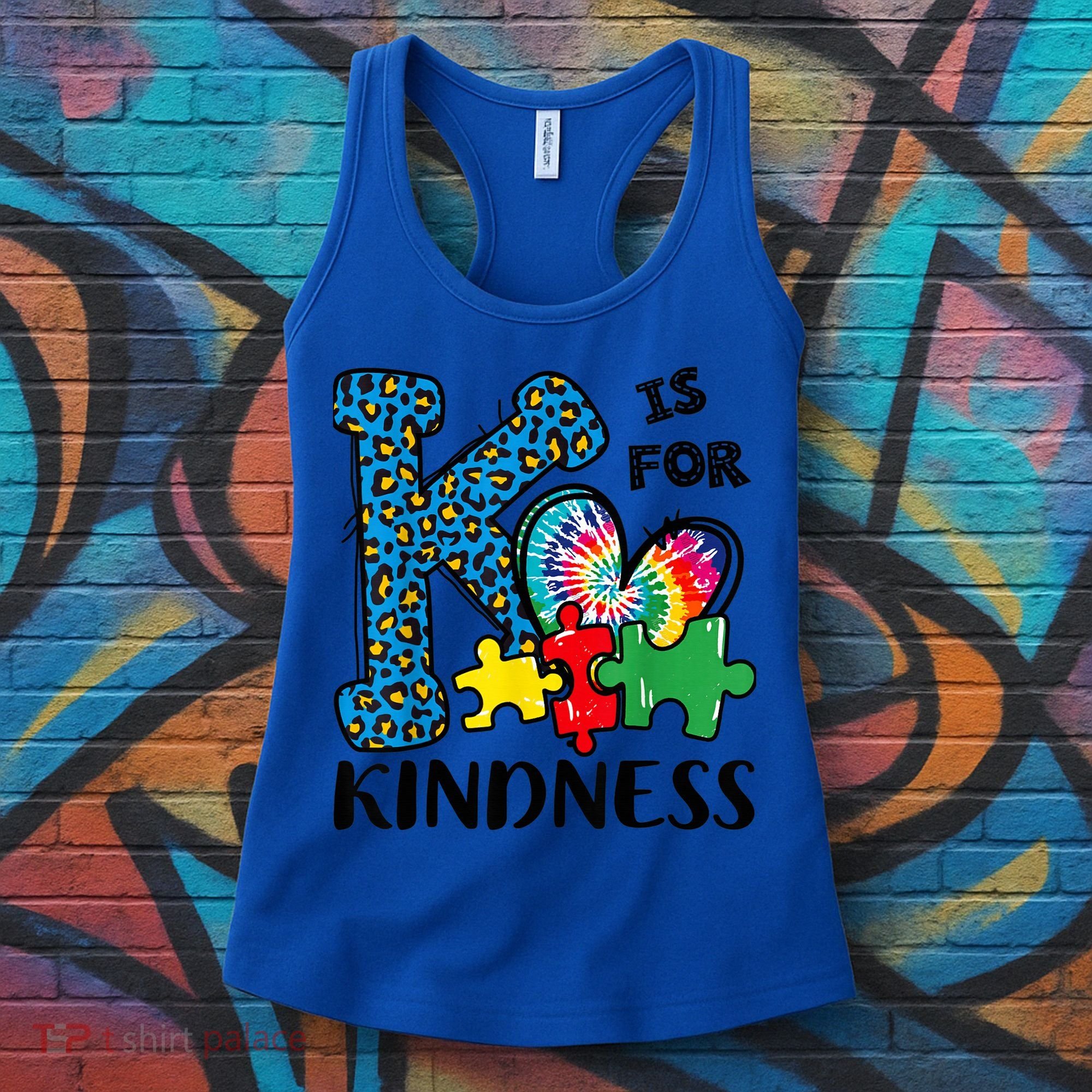 Autism Awareness K Is For Kindness Puzzle Piece Be Kind Women's Tank Top