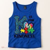 Autism Awareness K Is For Kindness Puzzle Piece Be Kind Tank Top thumb 2