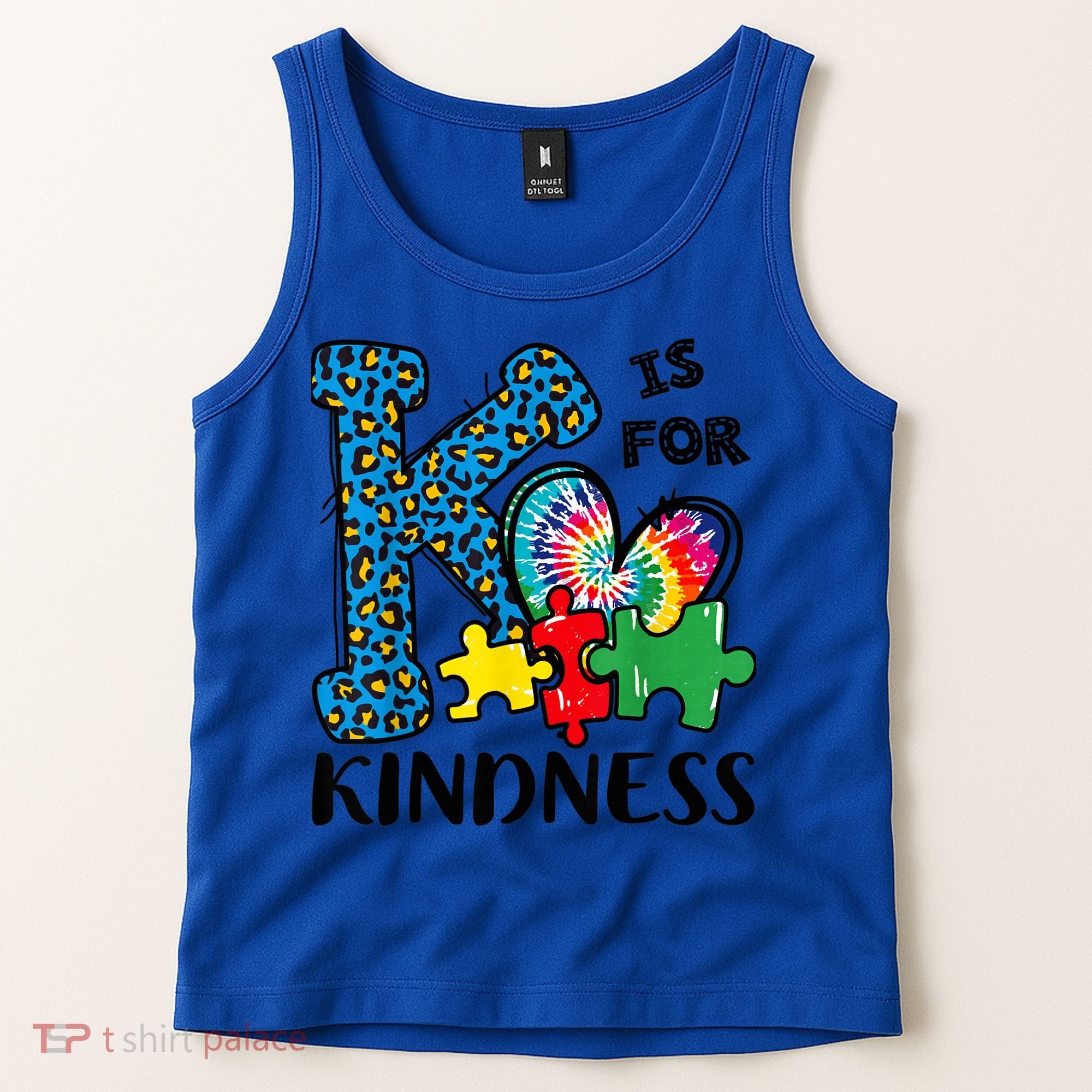 Autism Awareness K Is For Kindness Puzzle Piece Be Kind Tank Top
