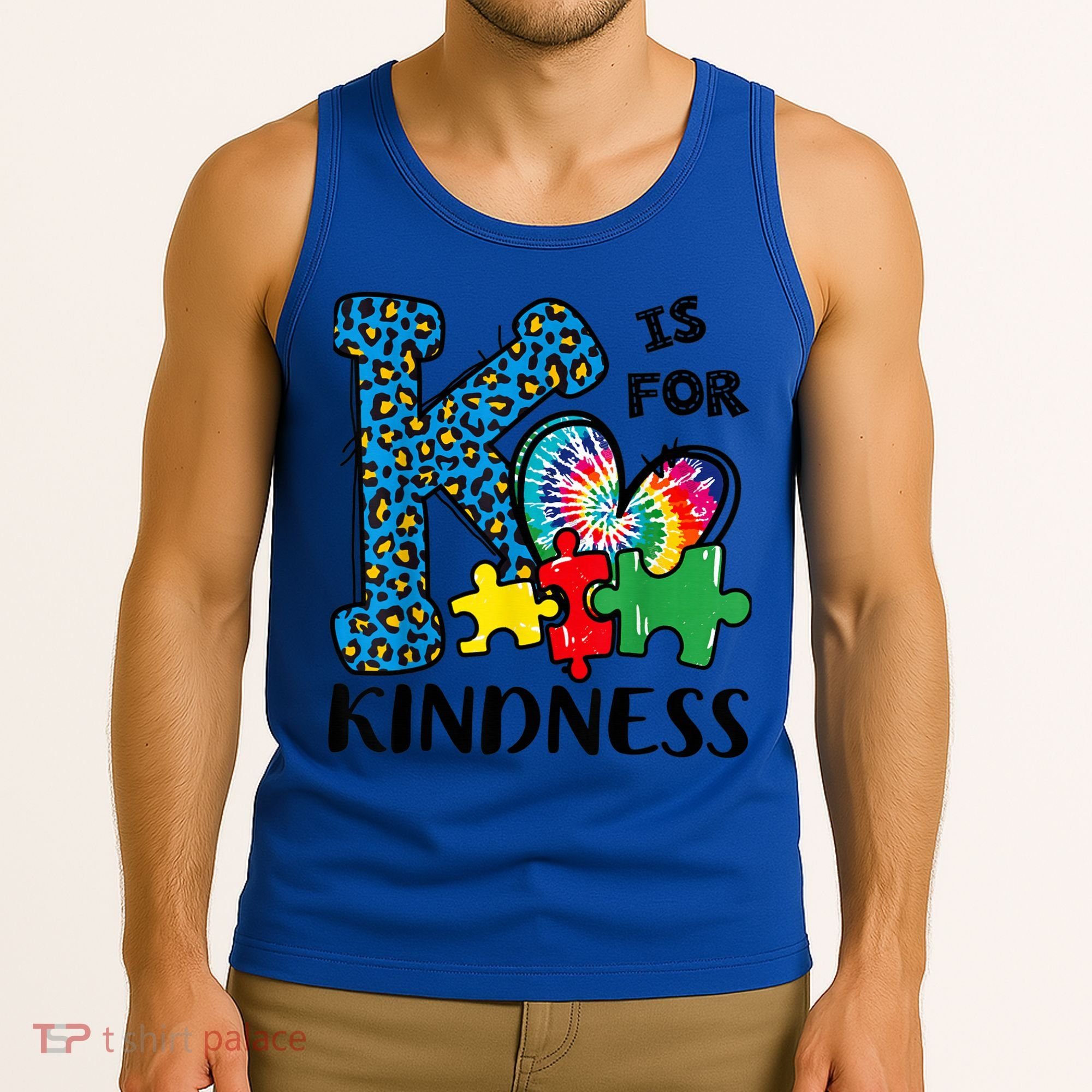 Autism Awareness K Is For Kindness Puzzle Piece Be Kind Tank Top