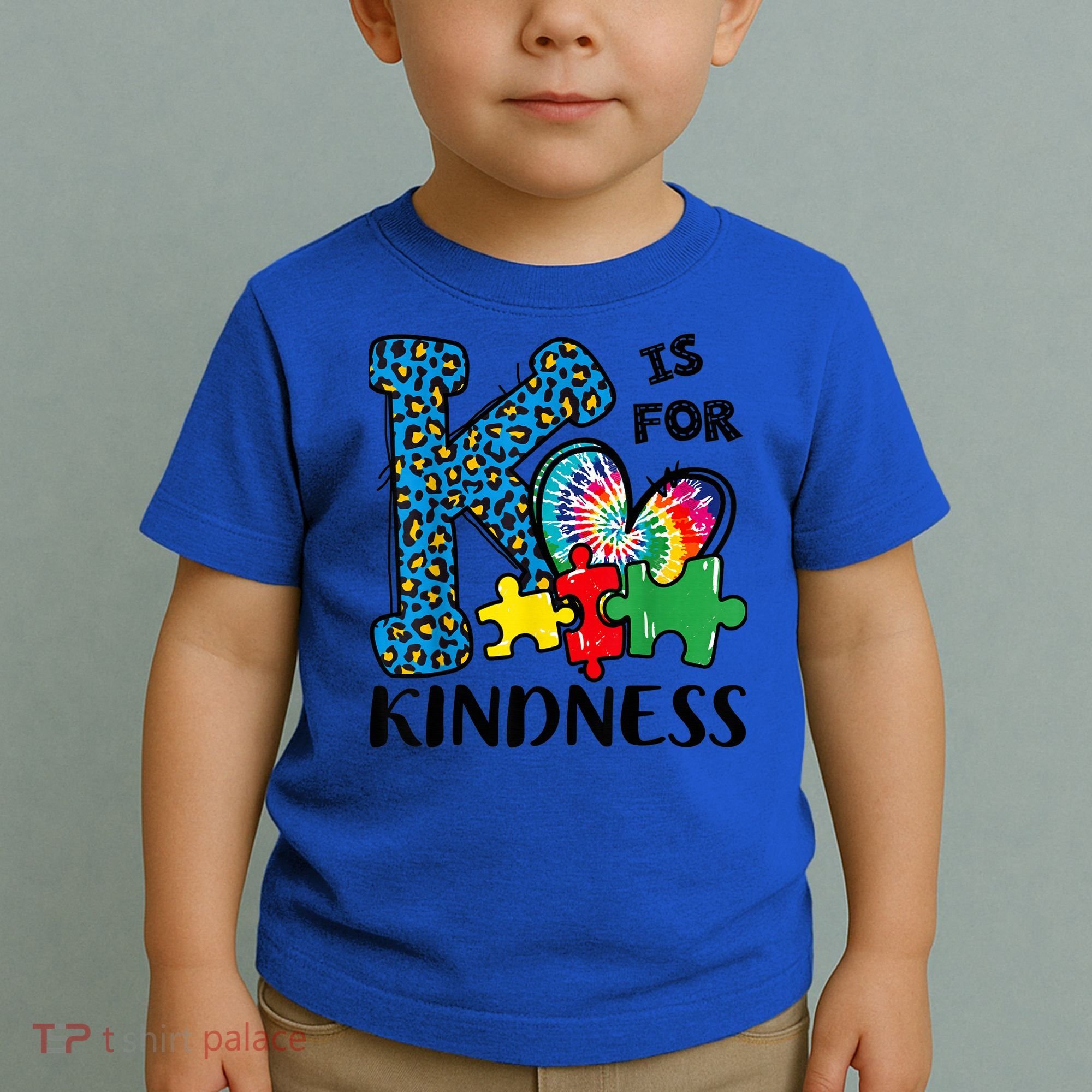 Autism Awareness K Is For Kindness Puzzle Piece Be Kind Toddler T-Shirt