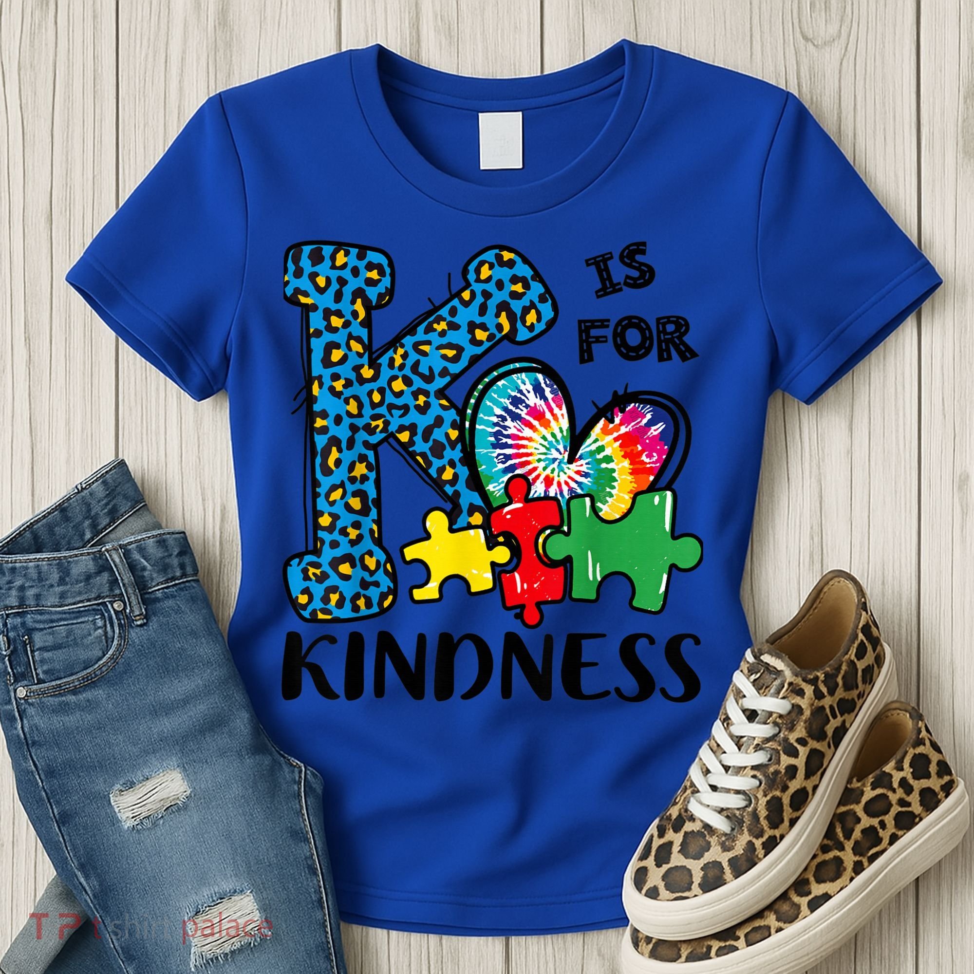Autism Awareness K Is For Kindness Puzzle Piece Be Kind Women's T-Shirt