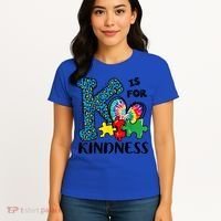 Autism Awareness K Is For Kindness Puzzle Piece Be Kind Women's T-Shirt thumb 4