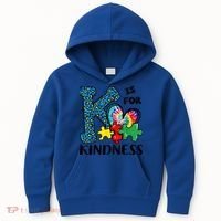 Autism Awareness K Is For Kindness Puzzle Piece Be Kind Kids Hoodie thumb 0