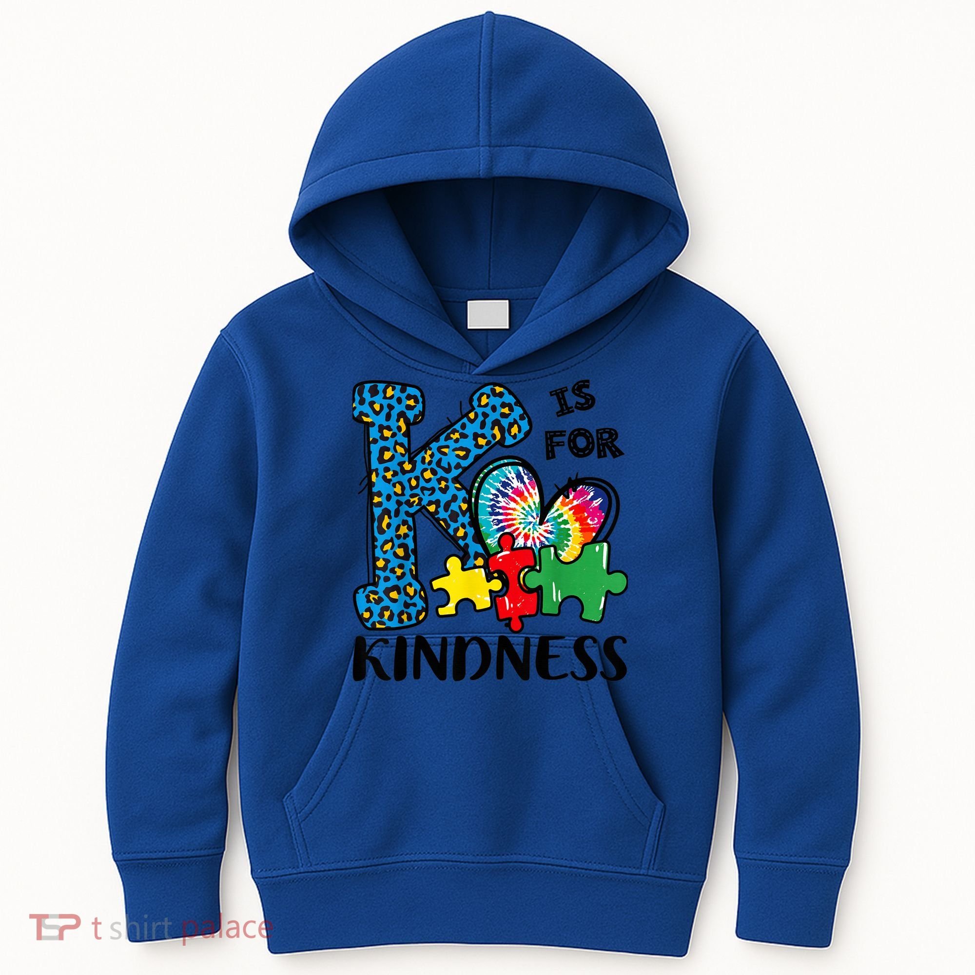 Autism Awareness K Is For Kindness Puzzle Piece Be Kind Kids Hoodie