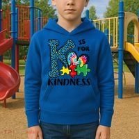 Autism Awareness K Is For Kindness Puzzle Piece Be Kind Kids Hoodie thumb 2