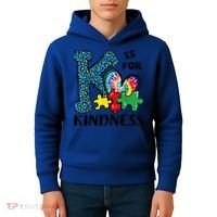 Autism Awareness K Is For Kindness Puzzle Piece Be Kind Kids Hoodie thumb 4