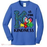 Autism Awareness K Is For Kindness Puzzle Piece Be Kind Kids Long Sleeve Shirt thumb 0