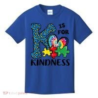 Autism Awareness K Is For Kindness Puzzle Piece Be Kind Kids T-Shirt thumb 0
