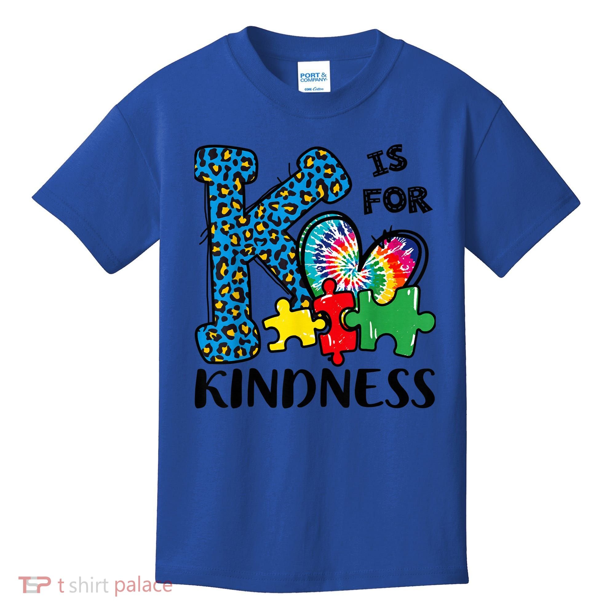 Autism Awareness K Is For Kindness Puzzle Piece Be Kind Kids T-Shirt