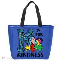 Autism Awareness K Is For Kindness Puzzle Piece Be Kind Tote Bag thumb 0