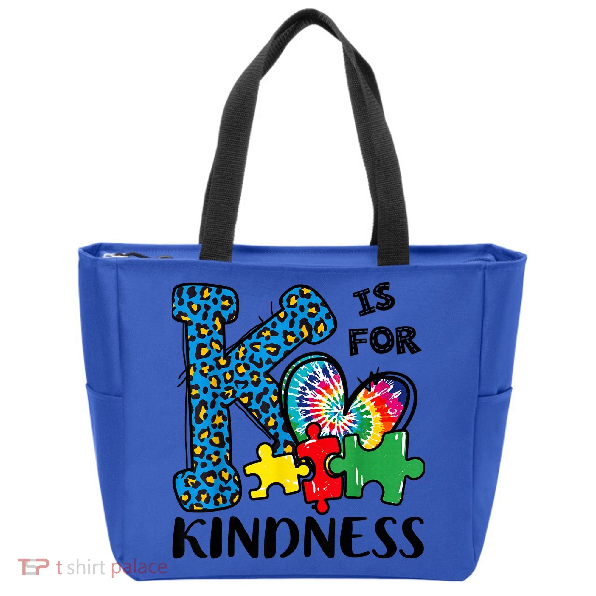 Autism Awareness K Is For Kindness Puzzle Piece Be Kind Tote Bag