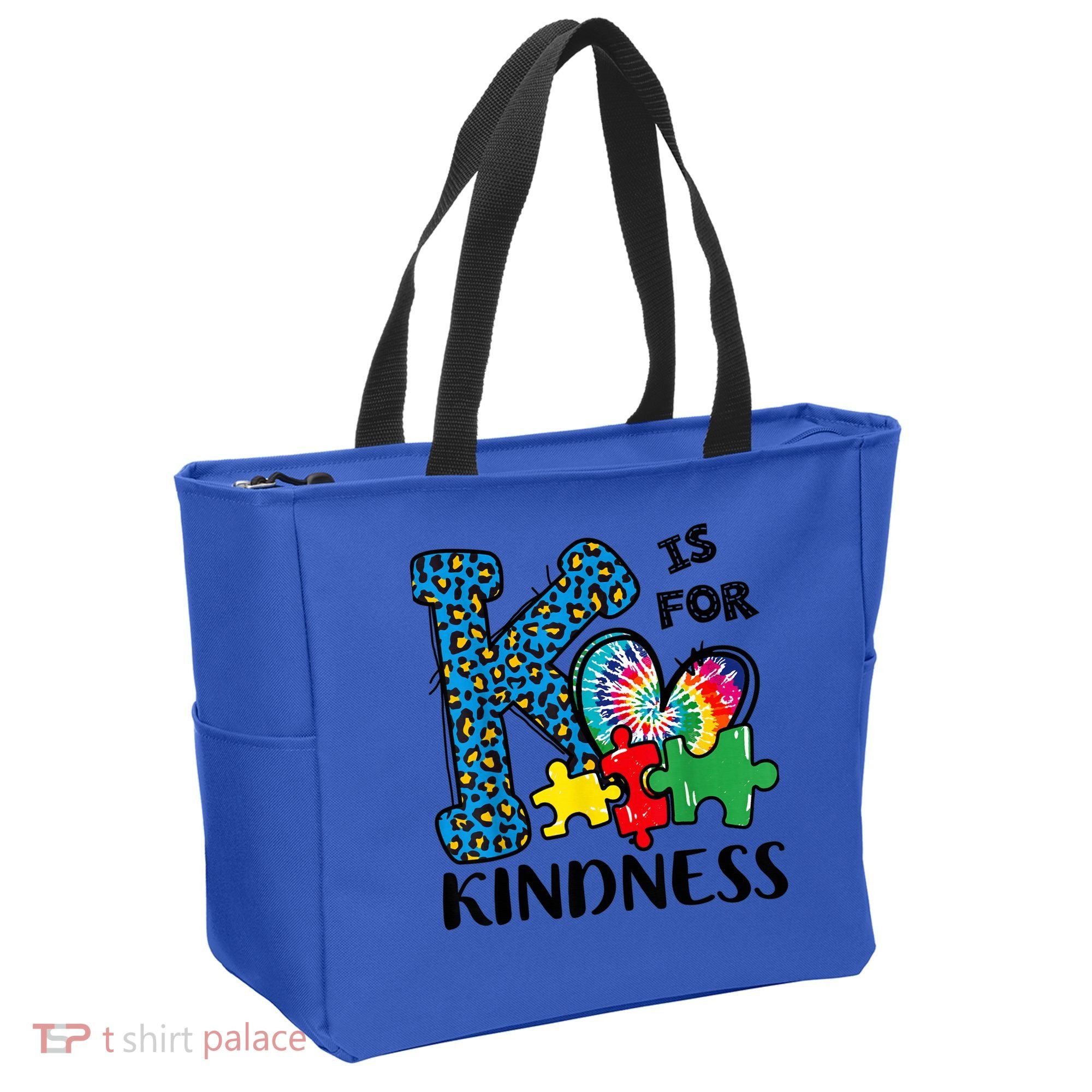 Autism Awareness K Is For Kindness Puzzle Piece Be Kind Tote Bag