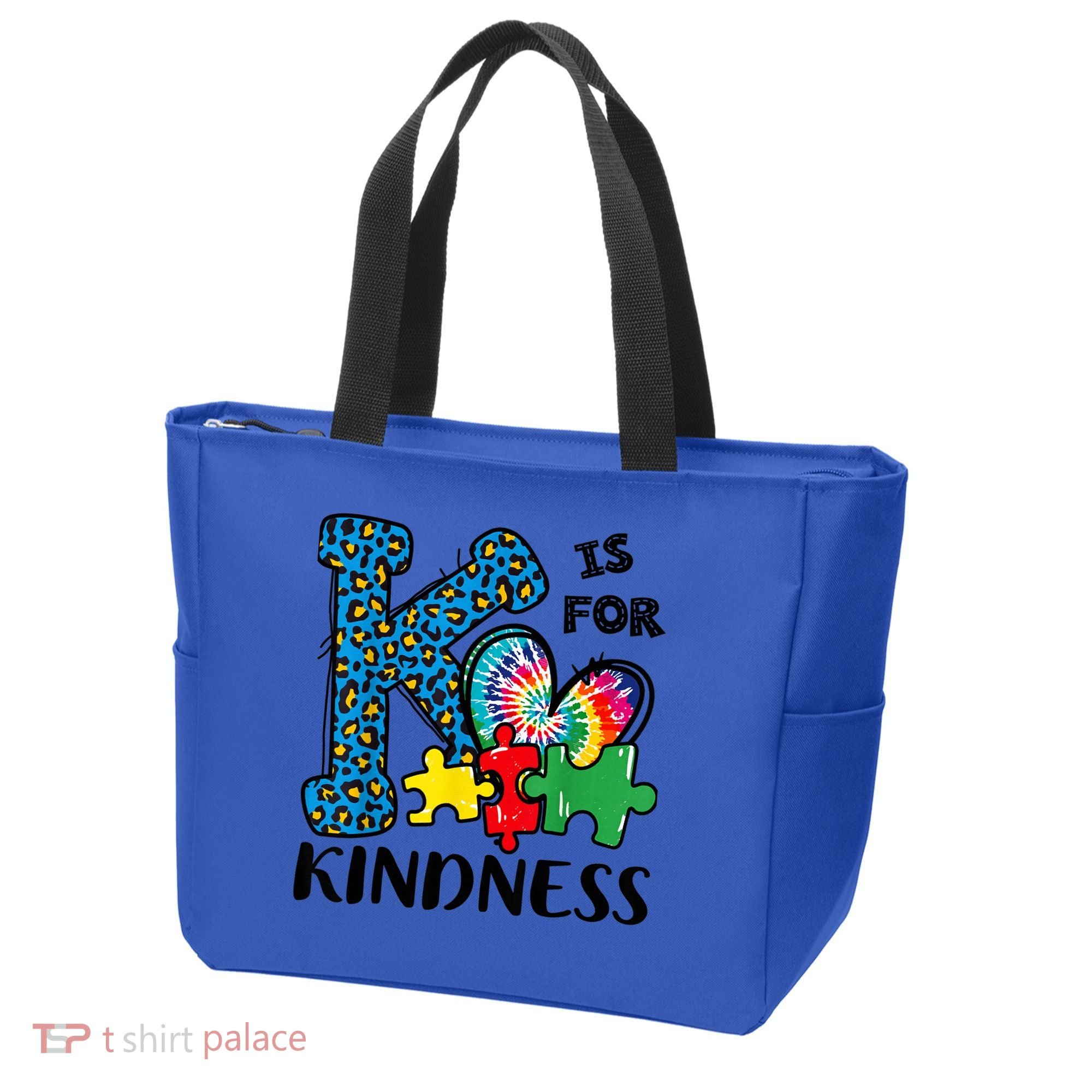 Autism Awareness K Is For Kindness Puzzle Piece Be Kind Tote Bag