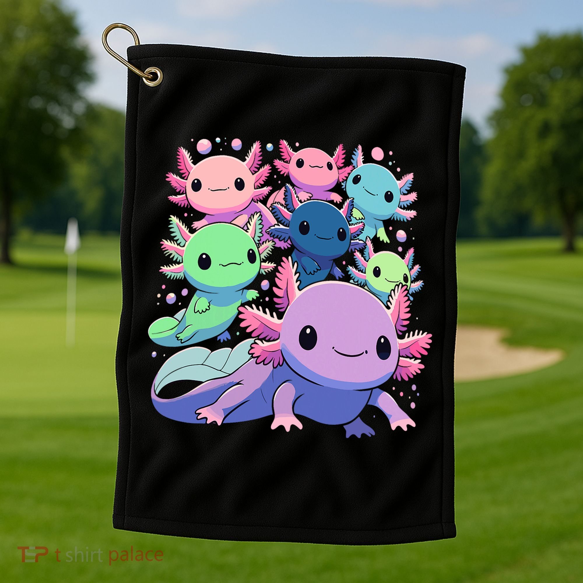 Axolotl Animals Kawaii Axolotls Golf Towel