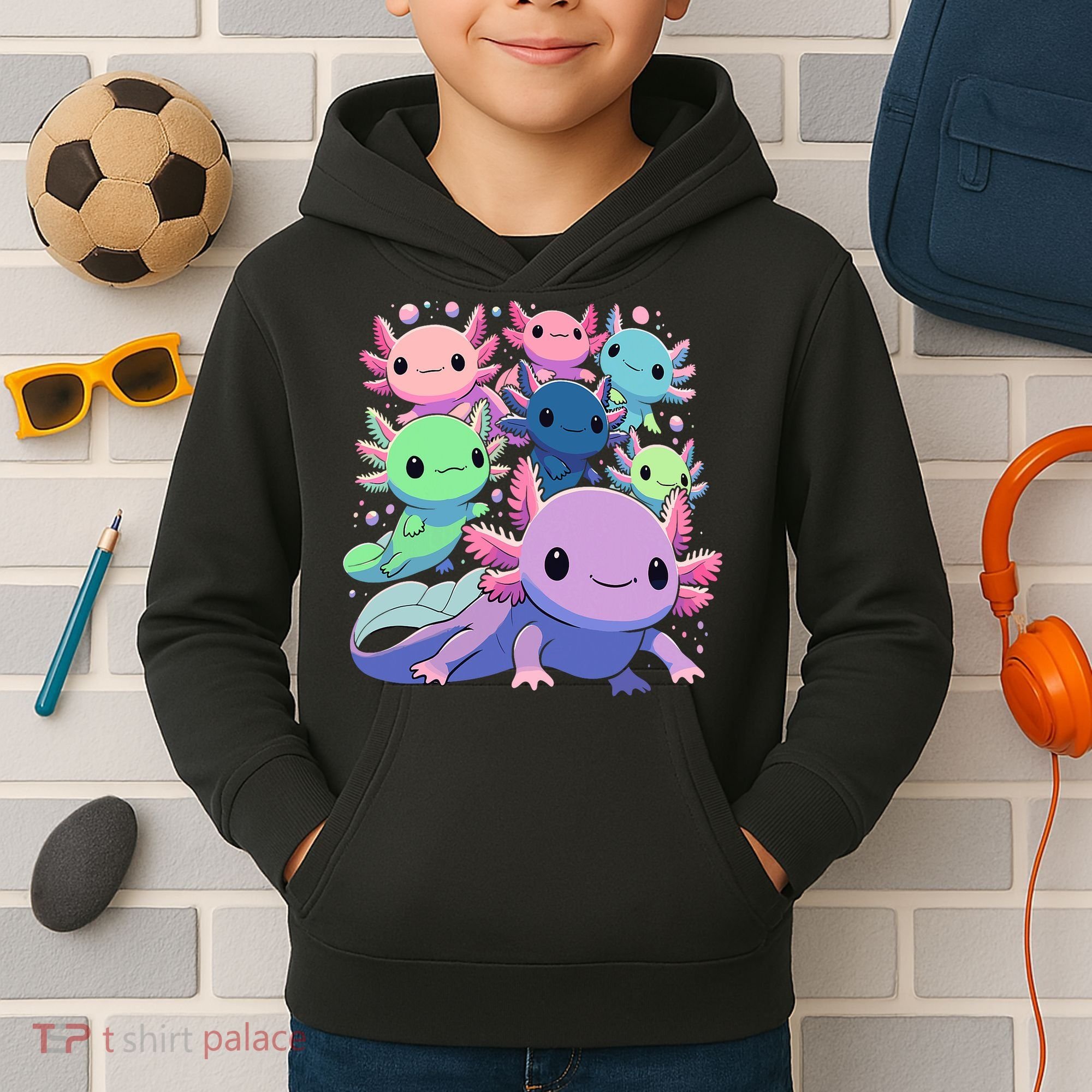 Axolotl Animals Kawaii Axolotls Kids Hoodie