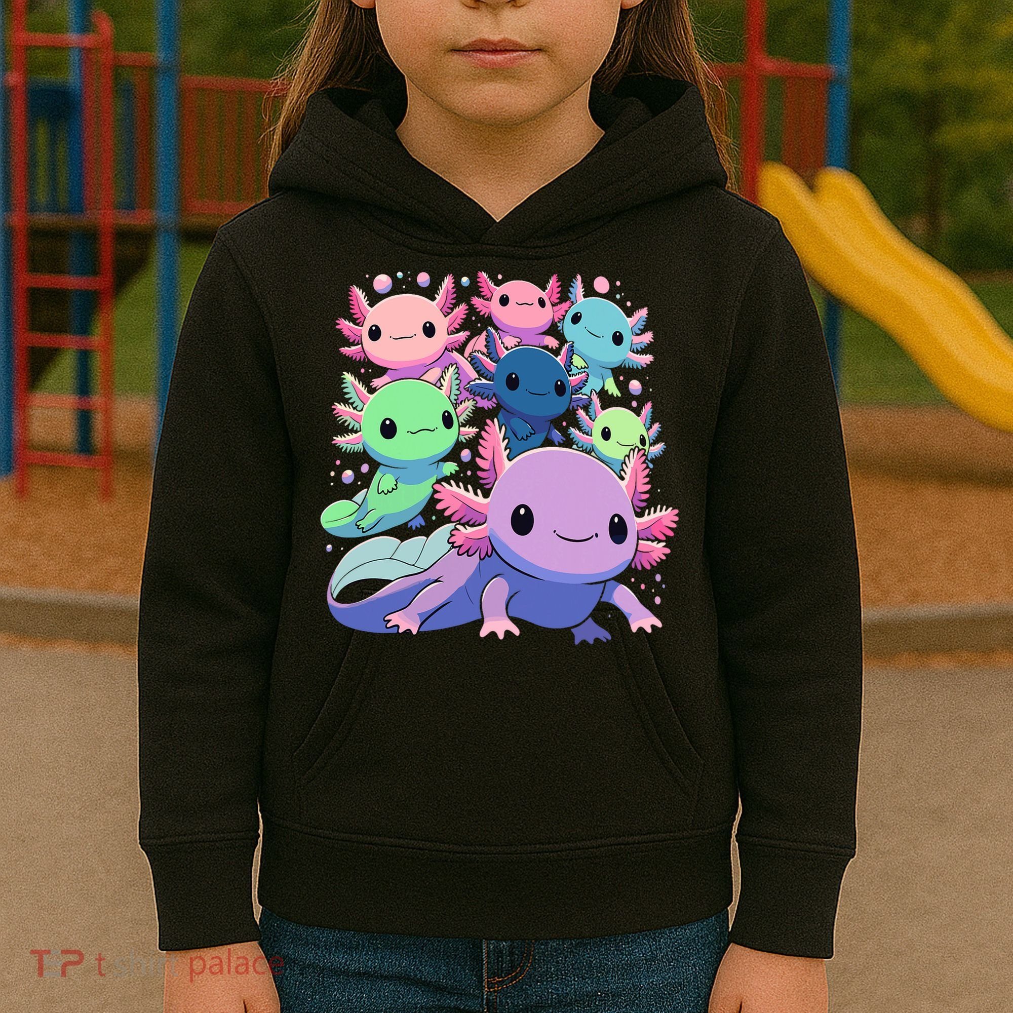 Axolotl Animals Kawaii Axolotls Kids Hoodie