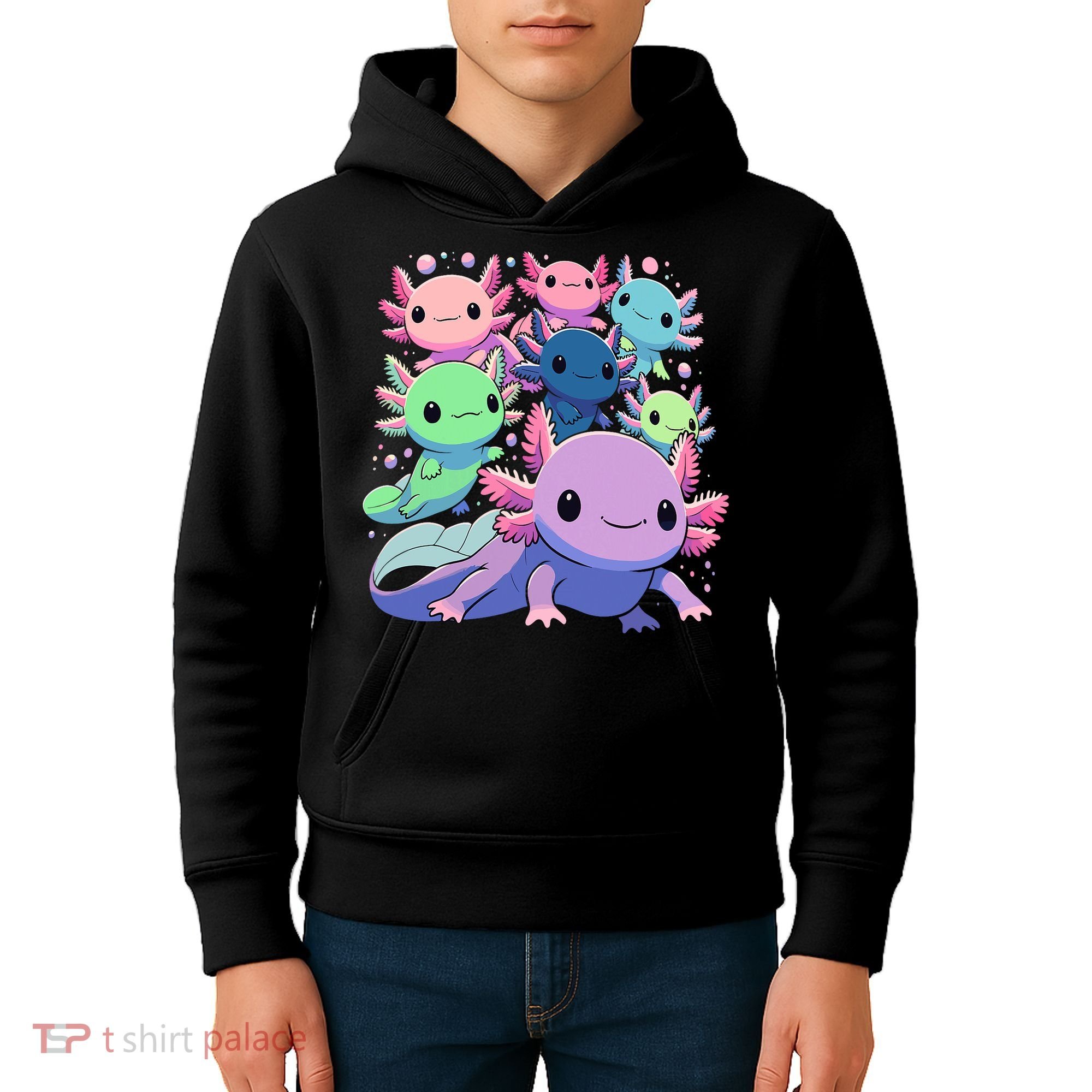 Axolotl Animals Kawaii Axolotls Kids Hoodie
