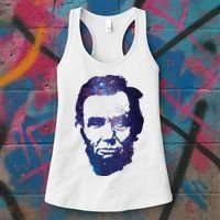 Abe Abraham Lincoln Galaxy Retro President 4th Of July Women's Tank Top thumb 3