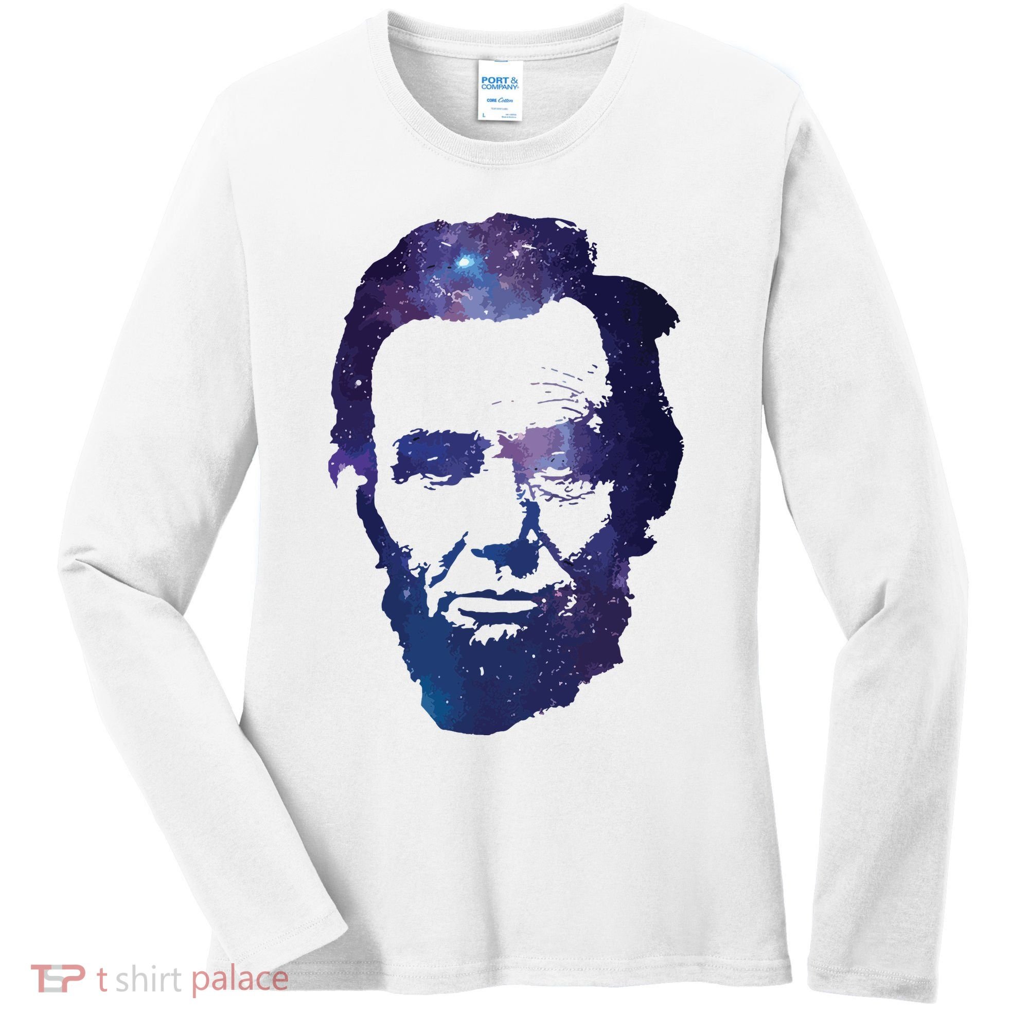 Abe Abraham Lincoln Galaxy Retro President 4th Of July Women's Long Sleeve Shirt