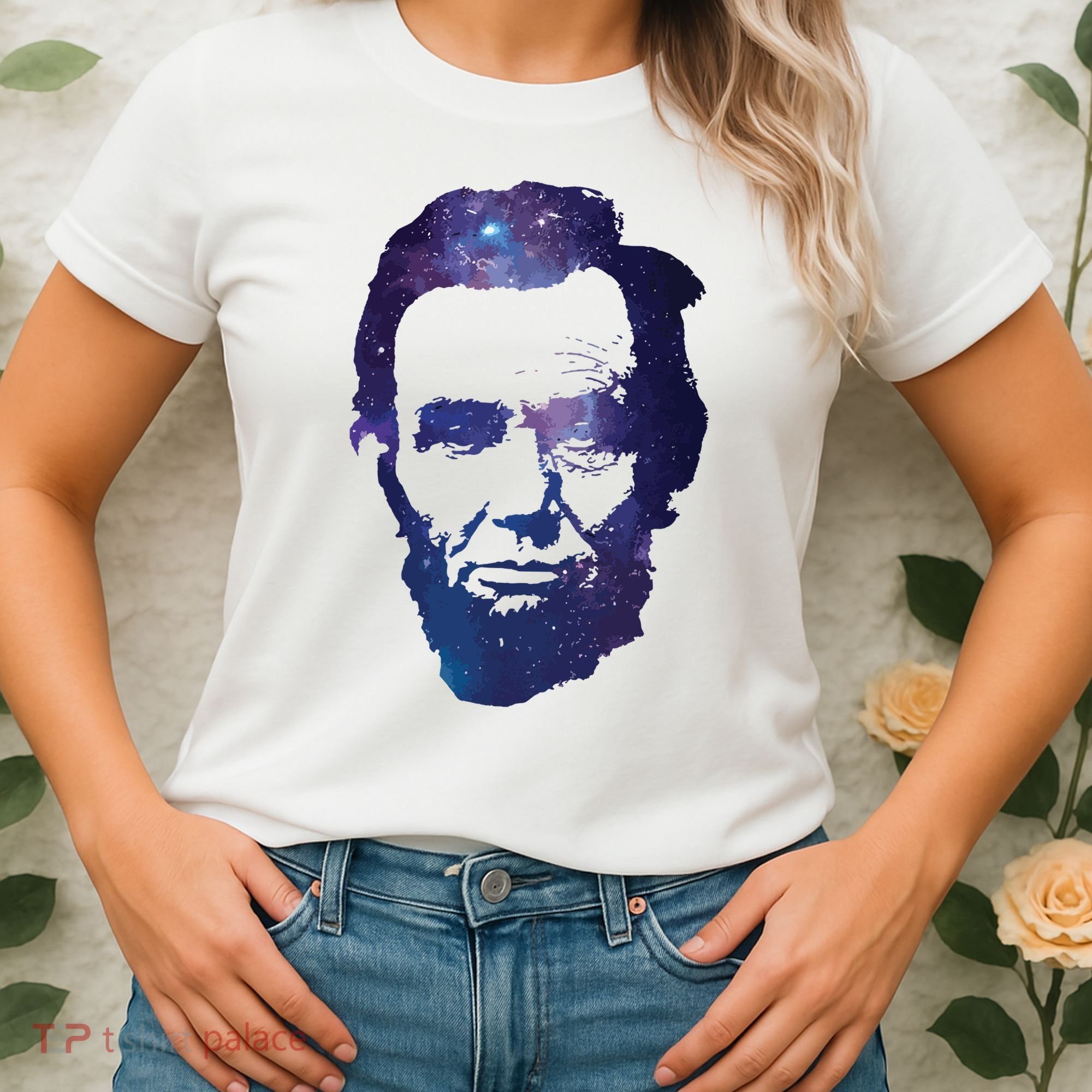 Abe Abraham Lincoln Galaxy Retro President 4th Of July Women's T-Shirt
