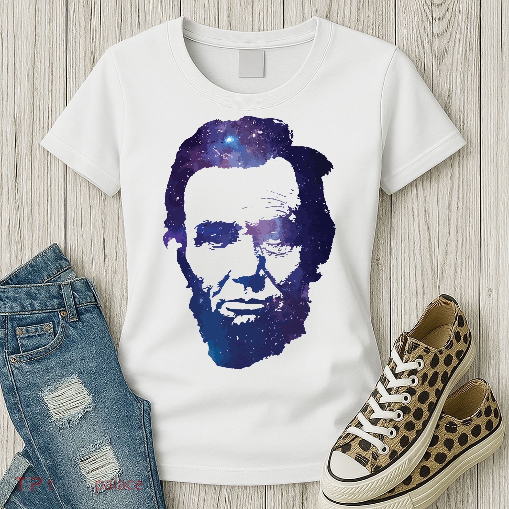 Abe Abraham Lincoln Galaxy Retro President 4th Of July Women's T-Shirt