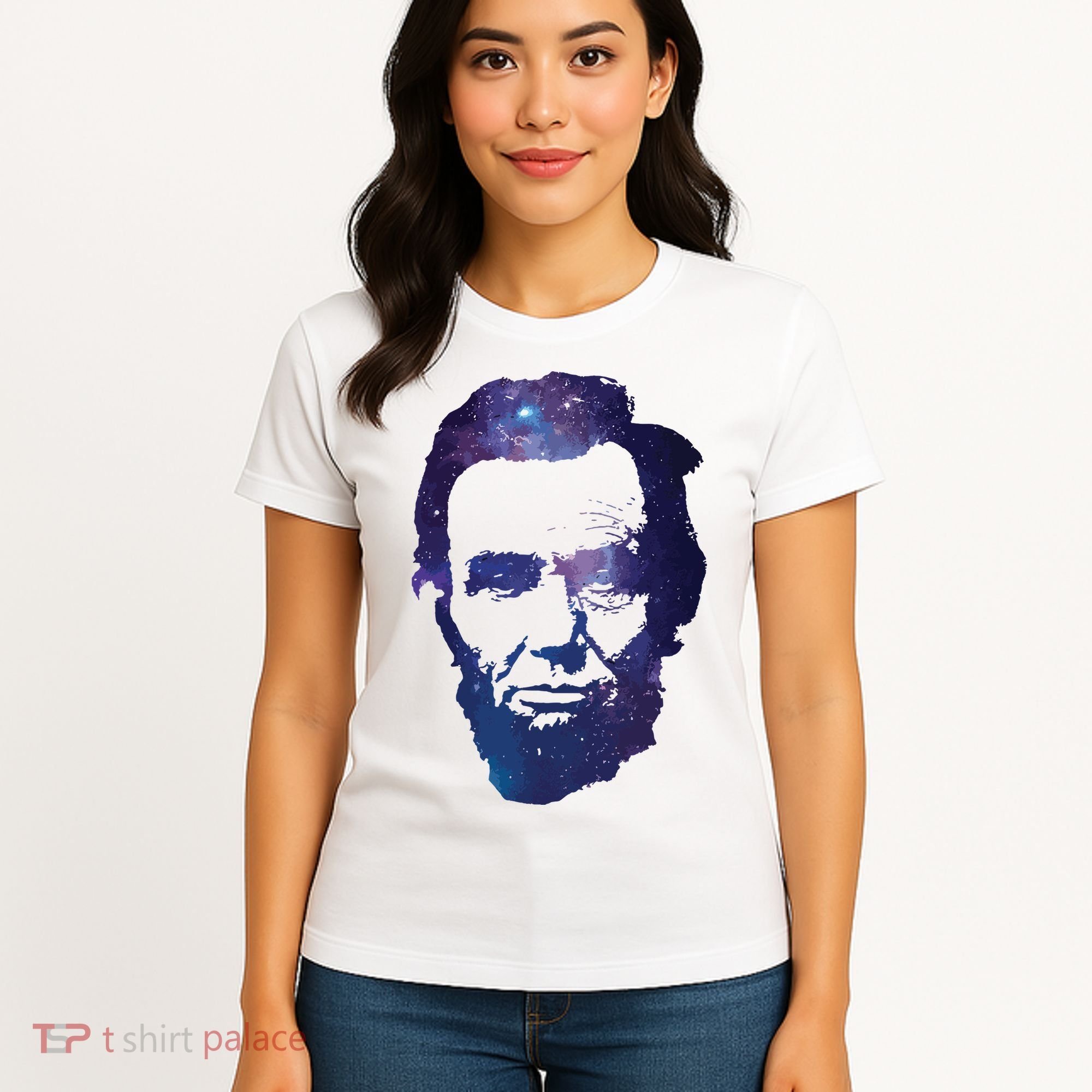 Abe Abraham Lincoln Galaxy Retro President 4th Of July Women's T-Shirt