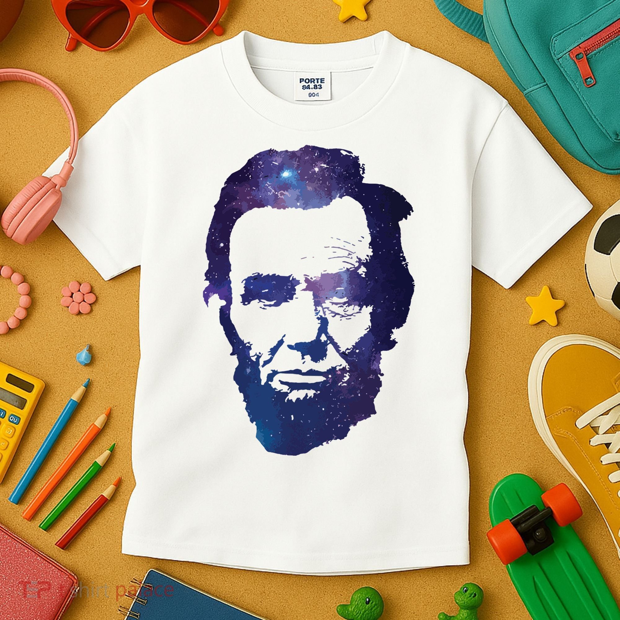 Abe Abraham Lincoln Galaxy Retro President 4th Of July Kids T-Shirt