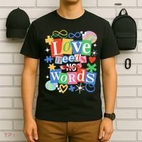 Autism Awareness Love Needs No Word T-Shirt thumb 6