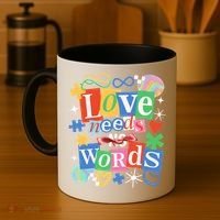 Autism Awareness Love Needs No Word Coffee Mug thumb 4