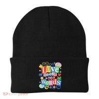 Autism Awareness Love Needs No Word Beanie thumb 0