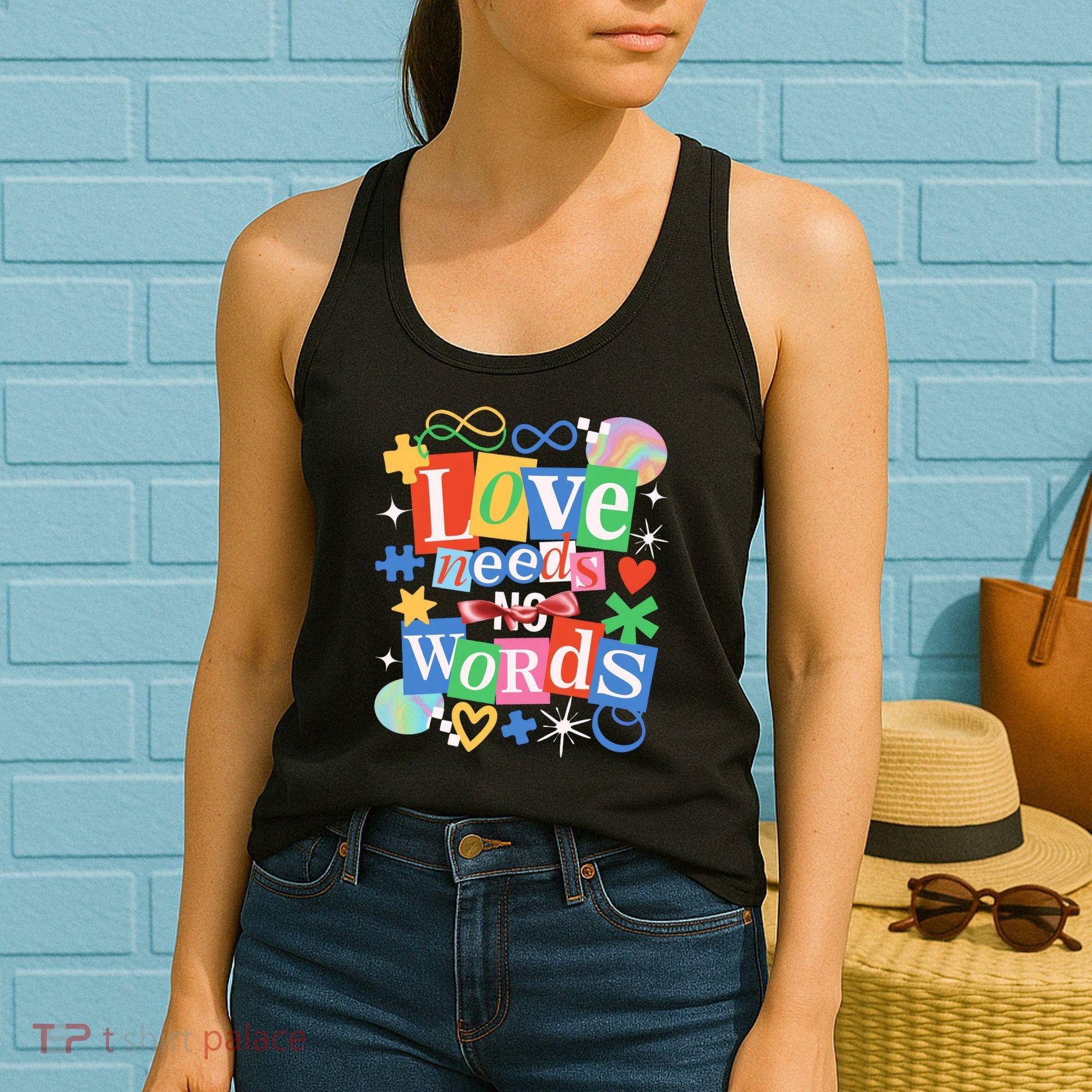 Autism Awareness Love Needs No Word Women's Tank Top