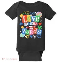 Autism Awareness Love Needs No Word Baby Bodysuit thumb 0