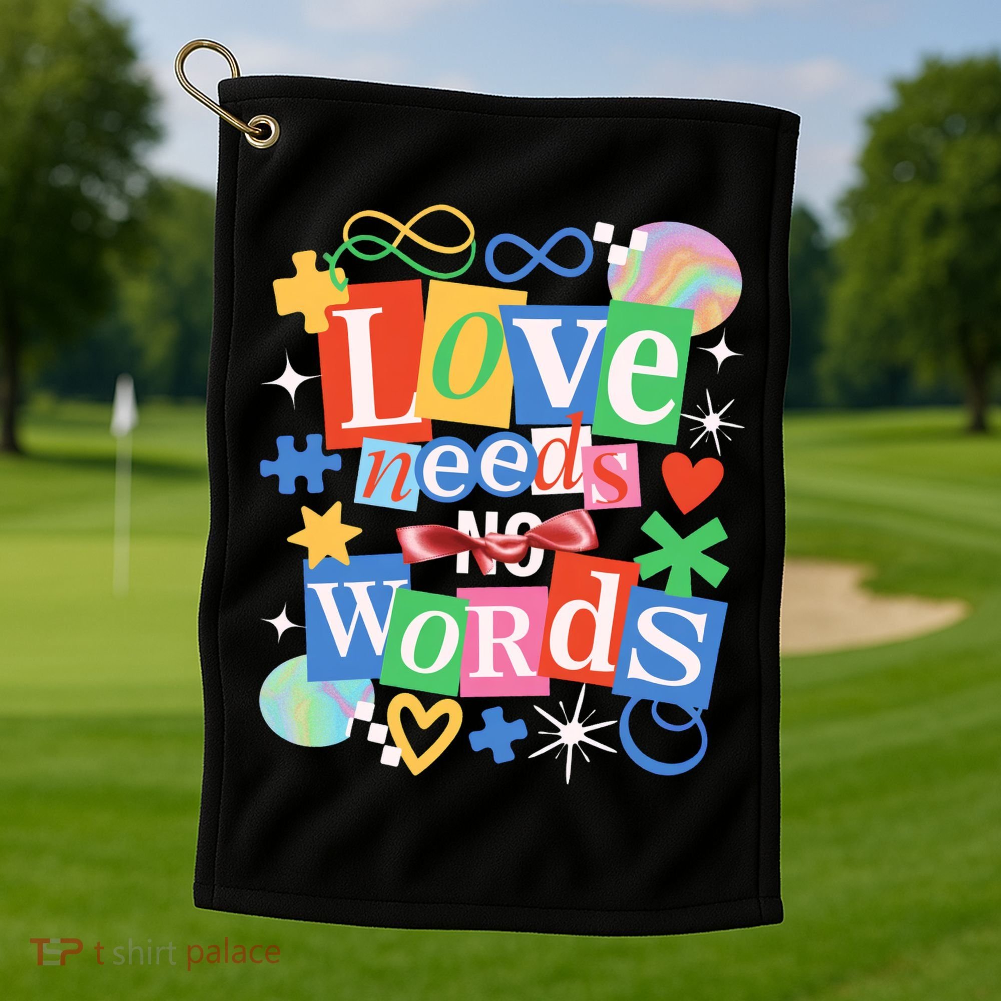 Autism Awareness Love Needs No Word Golf Towel