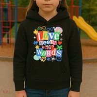 Autism Awareness Love Needs No Word Kids Hoodie thumb 3