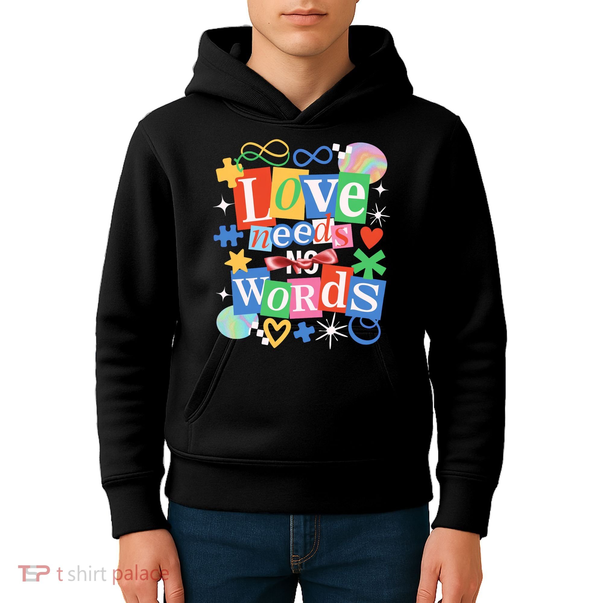 Autism Awareness Love Needs No Word Kids Hoodie