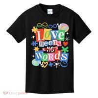 Autism Awareness Love Needs No Word Kids T-Shirt thumb 0