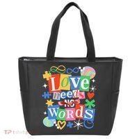 Autism Awareness Love Needs No Word Tote Bag thumb 0