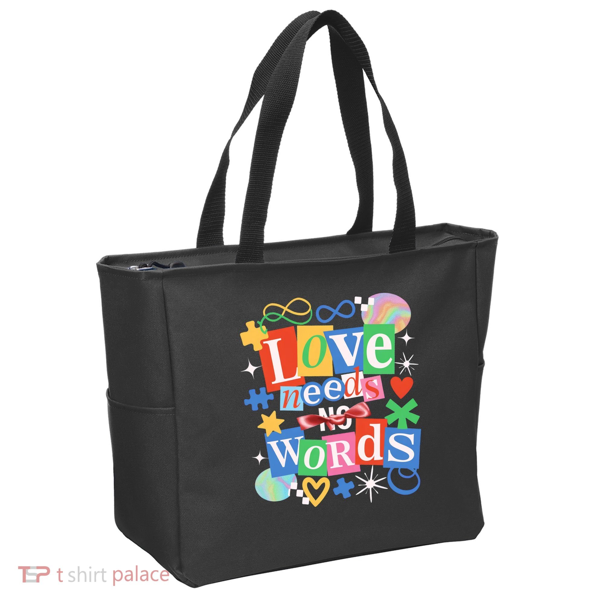 Autism Awareness Love Needs No Word Tote Bag