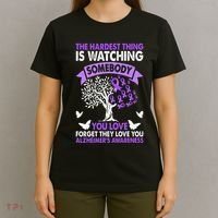 AlzheimerS Awareness Love Support Purple Ribbon Month T-Shirt thumb 4