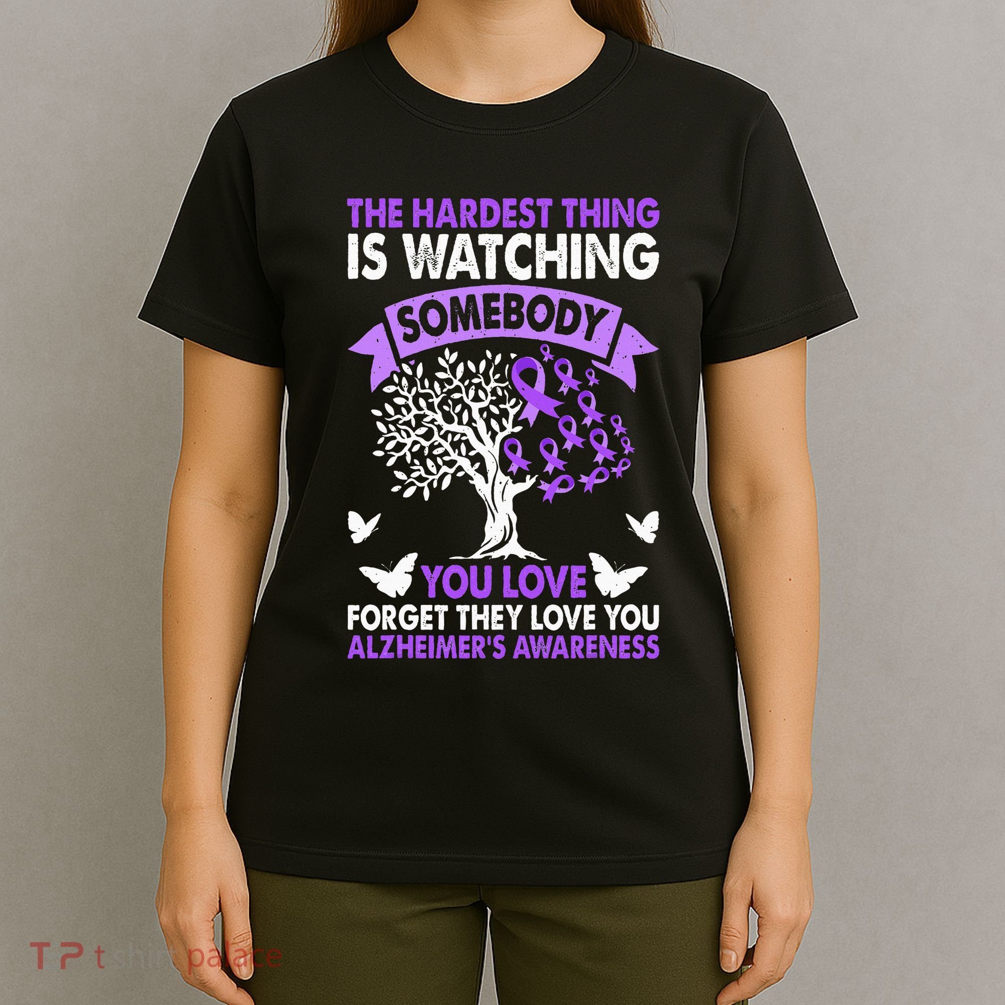 AlzheimerS Awareness Love Support Purple Ribbon Month T-Shirt