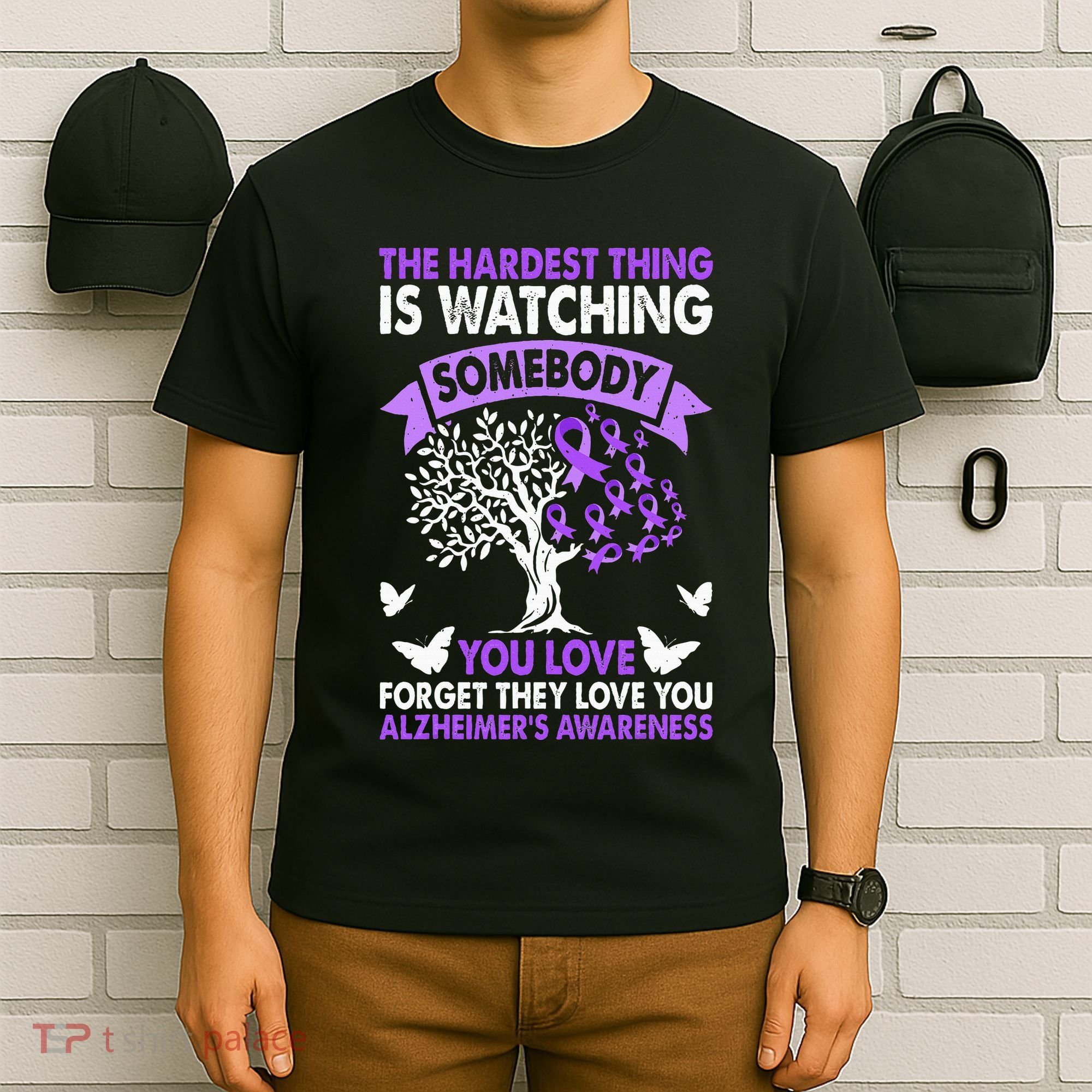 AlzheimerS Awareness Love Support Purple Ribbon Month T-Shirt