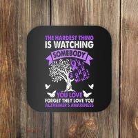 AlzheimerS Awareness Love Support Purple Ribbon Month Coaster thumb 0