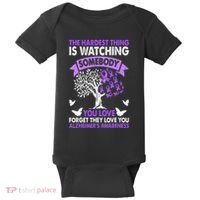 AlzheimerS Awareness Love Support Purple Ribbon Month Baby Bodysuit thumb 0