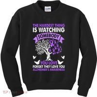 AlzheimerS Awareness Love Support Purple Ribbon Month Kids Sweatshirt thumb 0