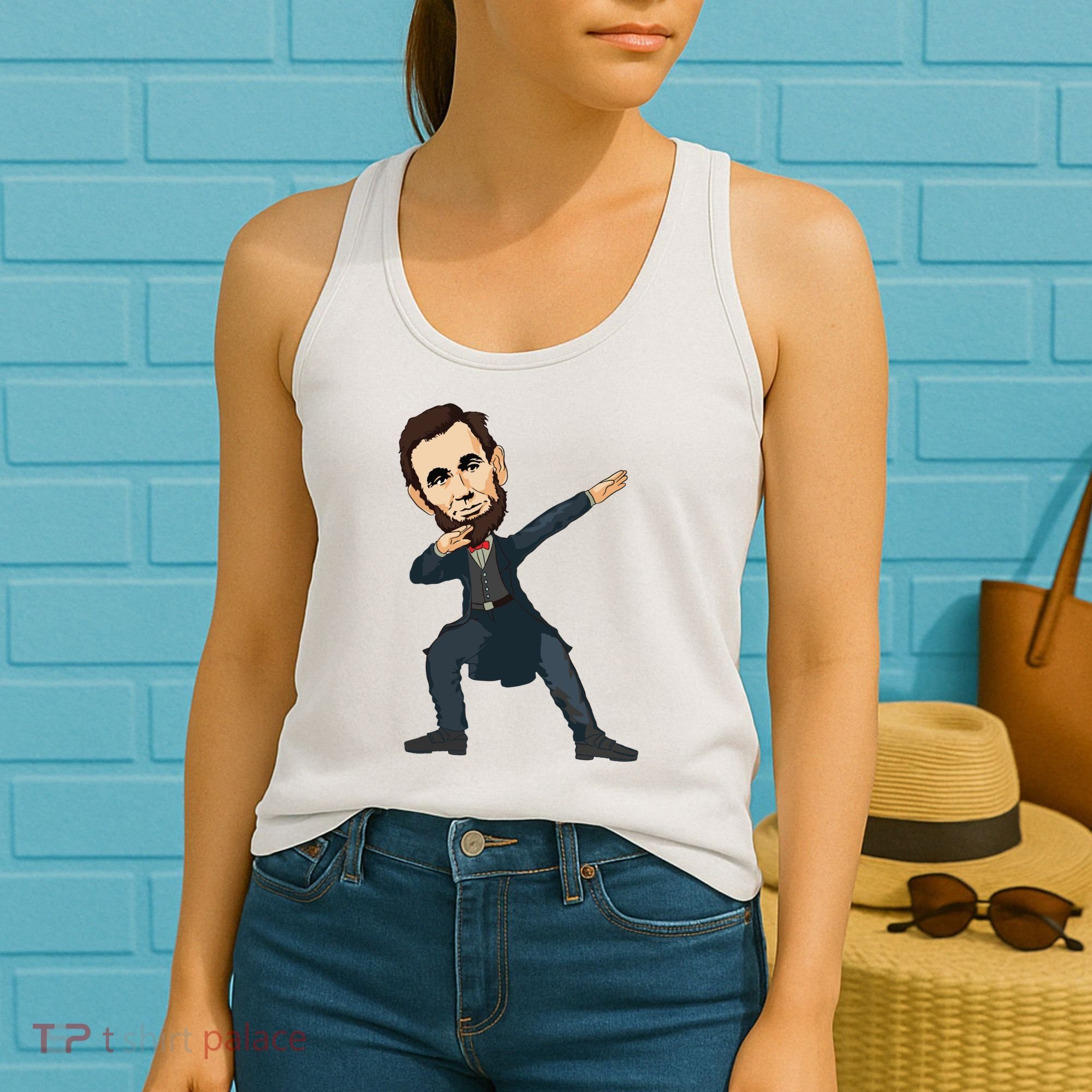 Abraham Abe Lincoln Dabbing Dab Dance 4th Of July Gift Women's Tank Top