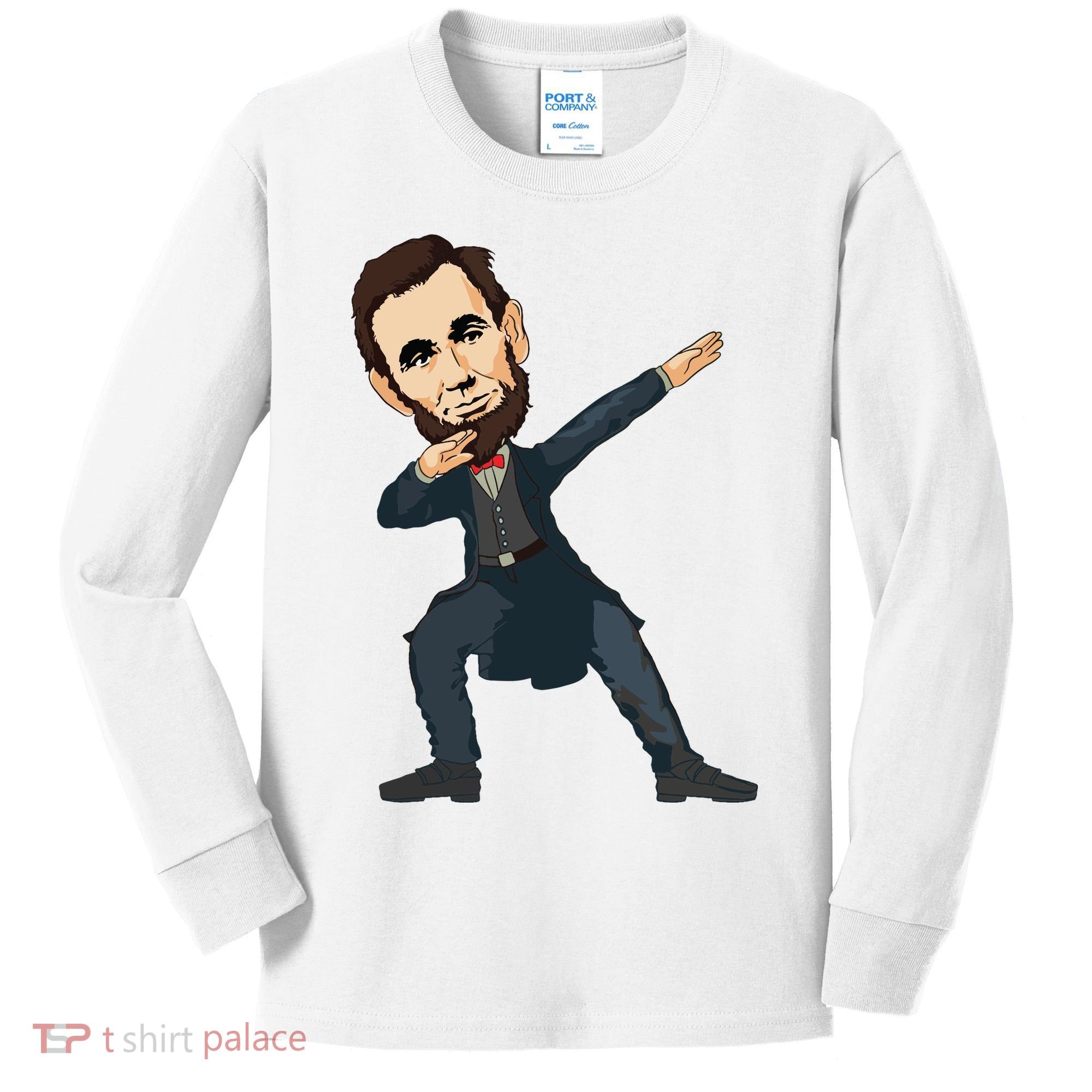 Abraham Abe Lincoln Dabbing Dab Dance 4th Of July Gift Kids Long Sleeve Shirt