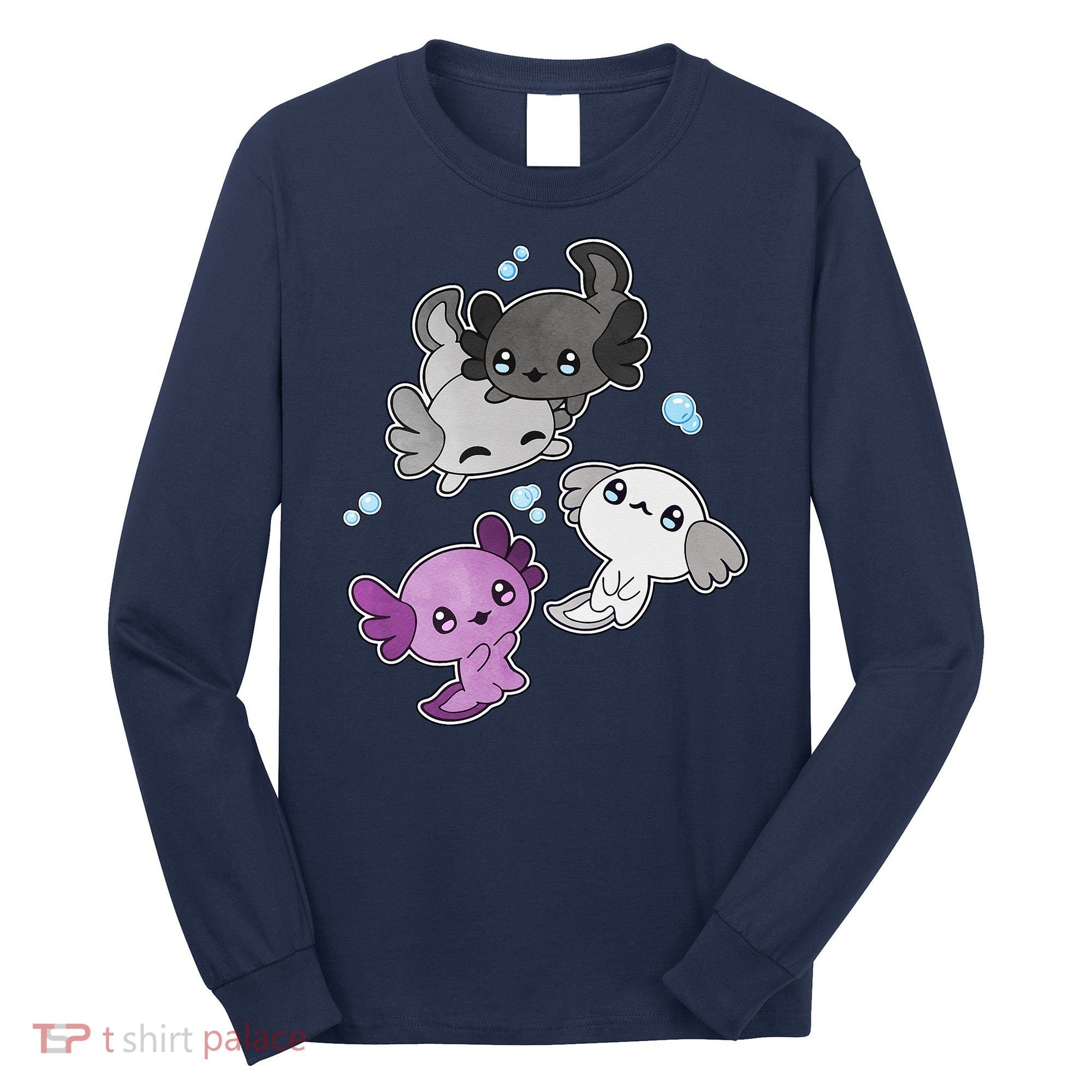 Asexual Axolotl LGBT Demisexual Ace Pride Flag Pet Aquarium Long Sleeve Shirt