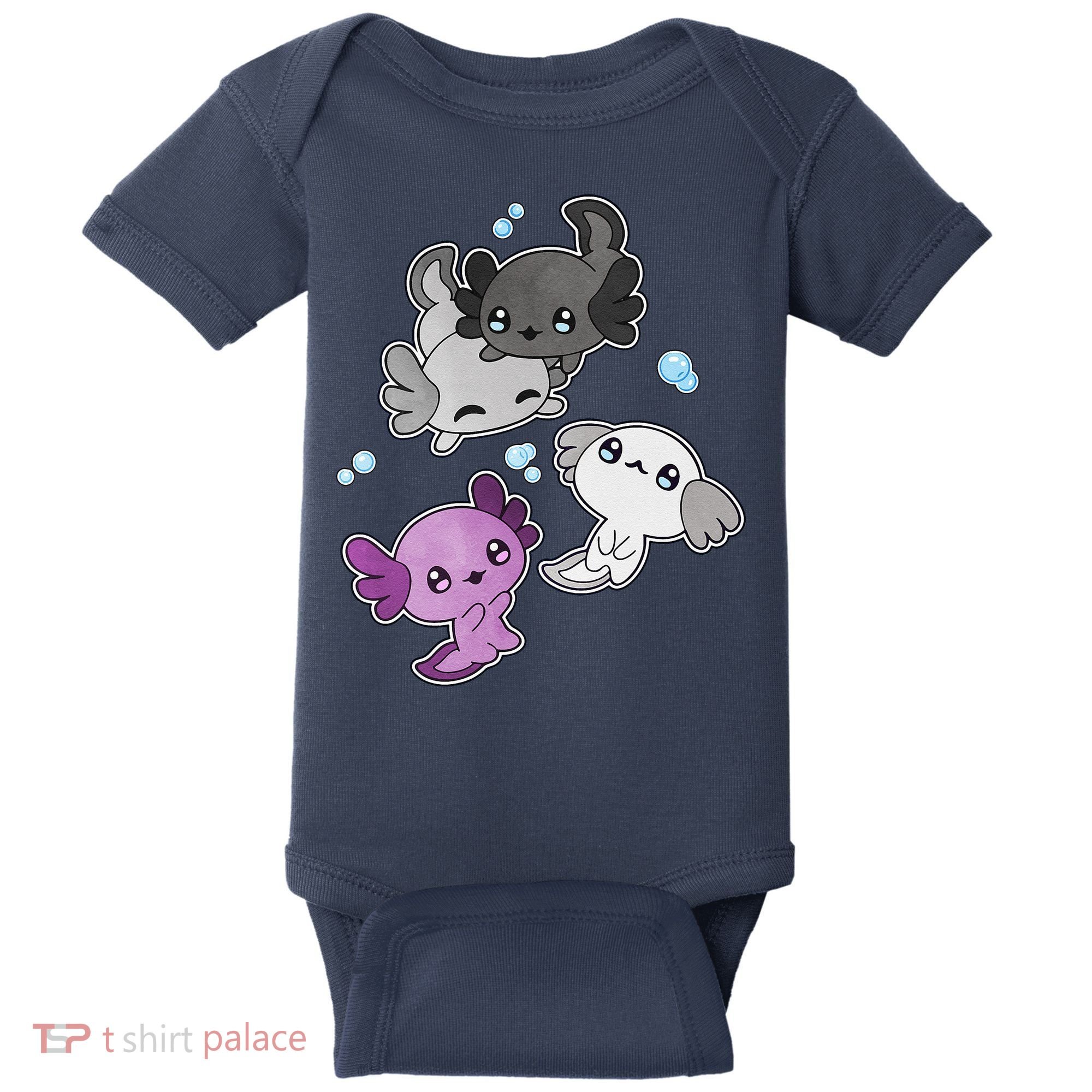 Asexual Axolotl LGBT Demisexual Ace Pride Flag Pet Aquarium Baby Bodysuit