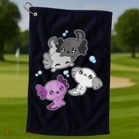 Asexual Axolotl LGBT Demisexual Ace Pride Flag Pet Aquarium Golf Towel thumb 1